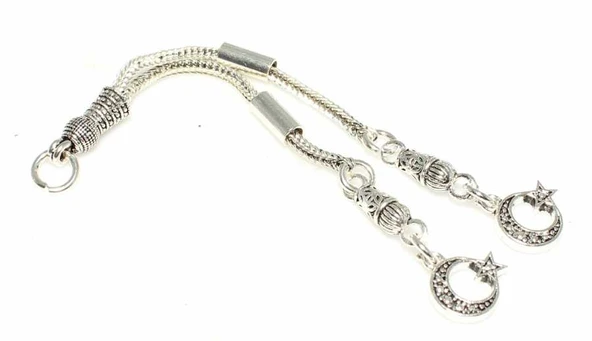 925 Ayar Gümüş Ay Yıldız 2'li Püskül - Resim 2