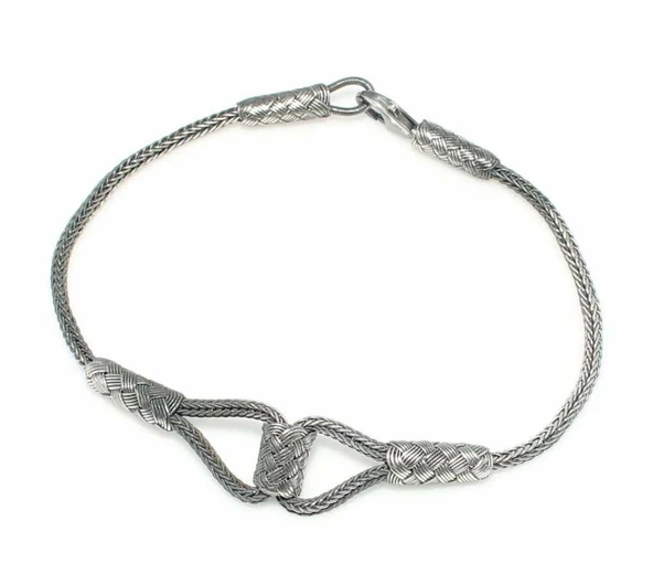 999 Ayar Gümüş El Örmesi Kazaziye Bileklik, Oksitli ürün görseli 1