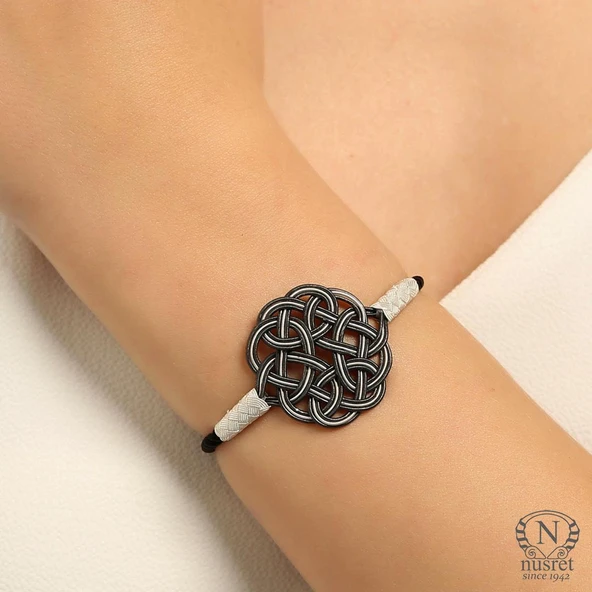 999 Ayar Beyaz Aşk Düğümü Asansörlü Kazaz Bileklik ürün görseli 1