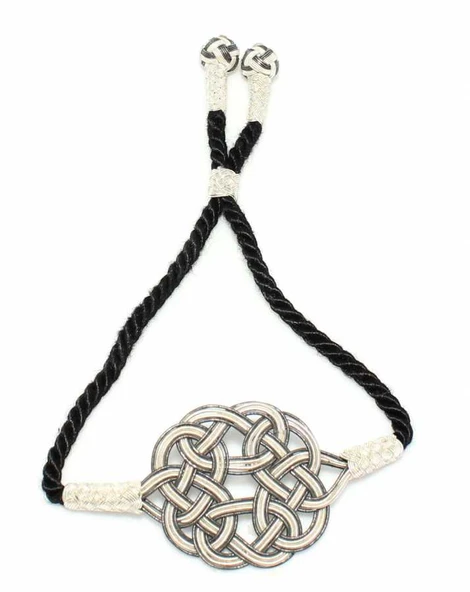 999 Ayar Beyaz Aşk Düğümü Asansörlü Kazaz Bileklik - Resim 2