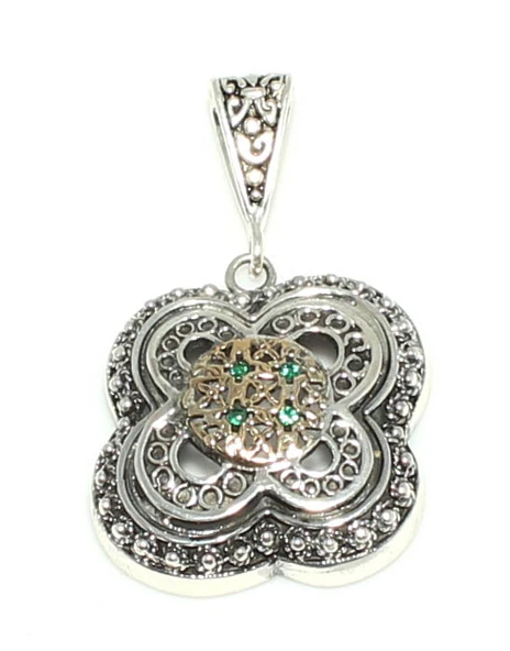 Konstantinapol Model Yeşil Taşlı Kolye Ucu - Resim 3