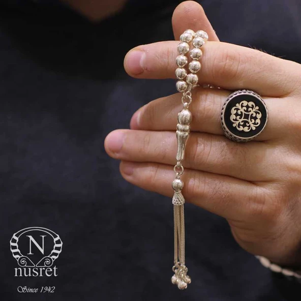 925 Gümüş Top Tesbih - Resim 4