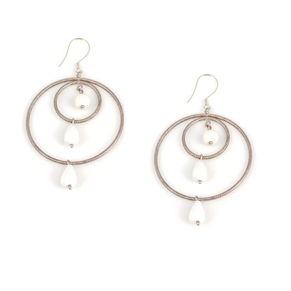 925 Ayar Gümüş Çift Halka Küpe ürün görseli 1