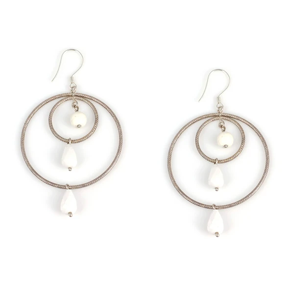 925 Ayar Gümüş Çift Halka Küpe - Resim 4