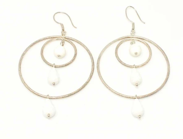 925 Ayar Gümüş Çift Halka Küpe - Resim 6