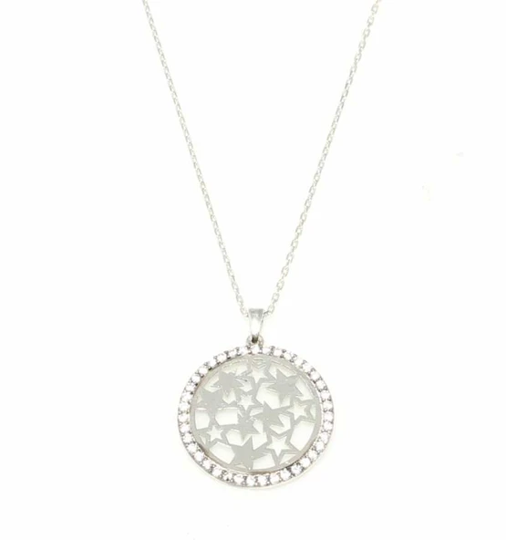 925 Ayar Gümüş Yıldızlı Kolye - Resim 2