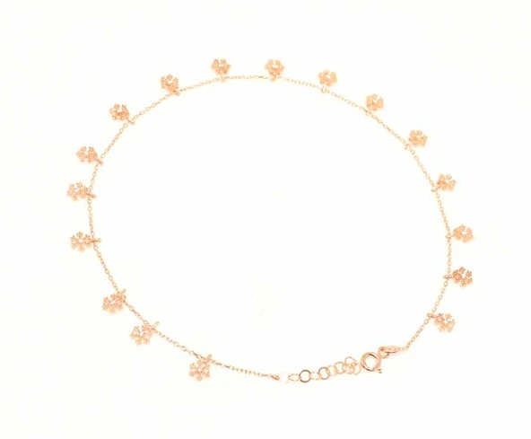 925 Ayar Rose Gümüş Kar Tanesi Halhal - Resim 6