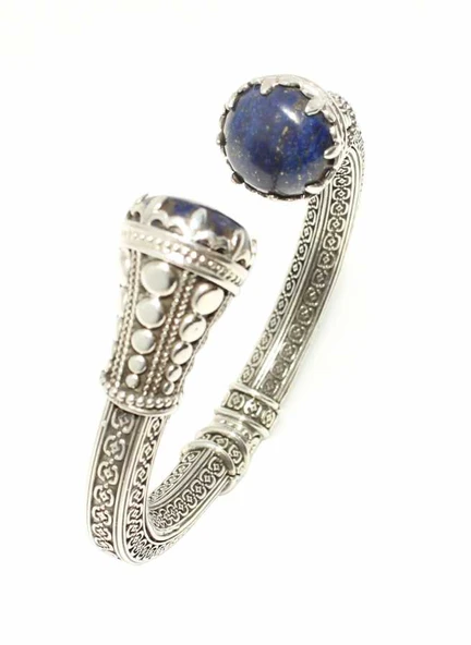 Gümüş Konstantinapol Tasarım Lapis Taşlı Antik Bizans Bilezik ürün görseli