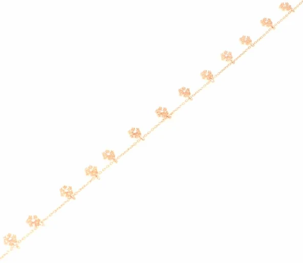 925 Ayar Rose Gümüş Kar Tanesi Halhal - Resim 8