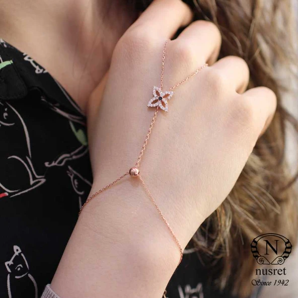 925 Ayar Rose Gümüş Dörtgen Mekik Modeli Şahmeran - Resim 2