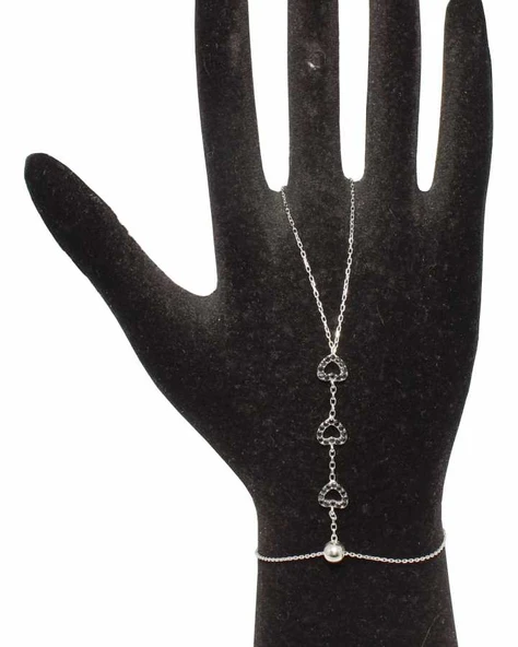 925 Ayar Gümüş Kalp Modeli Şahmeran, Beyaz - Siyah Taş - Resim 4