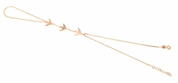 925 Ayar Rose Gümüş Üçlü Kırlangıç Model Şahmeran - Resim 3