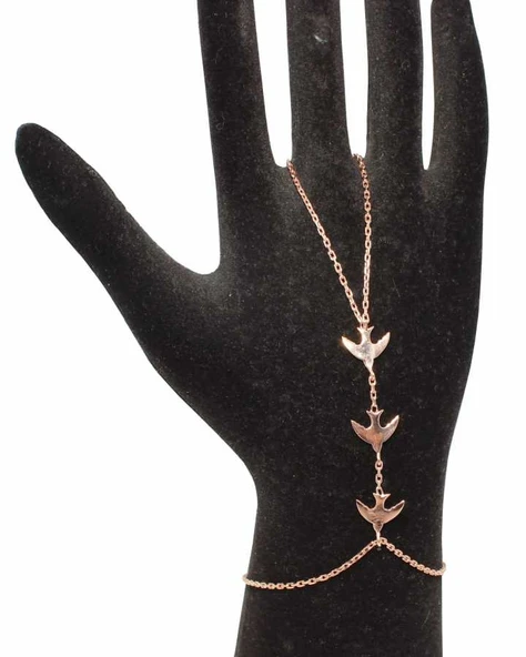 925 Ayar Rose Gümüş Üçlü Kırlangıç Model Şahmeran - Resim 2