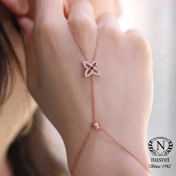 925 Ayar Rose Gümüş Dörtgen Mekik Modeli Şahmeran - Resim 1