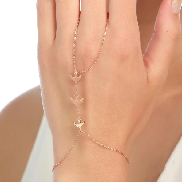 925 Ayar Rose Gümüş Üçlü Kırlangıç Model Şahmeran ürün görseli