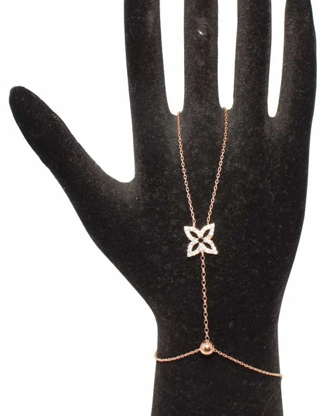 925 Ayar Rose Gümüş Dörtgen Mekik Modeli Şahmeran - Resim 5