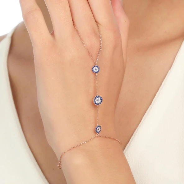 925 Ayar Gümüş 2 Boy Nazar Boncuğu Modeli Şahmeran, Pembe ürün görseli