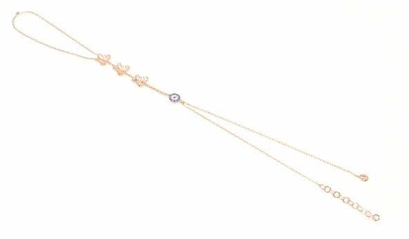 925 Ayar Rose Gümüş Nazar Boncuklu 3 Parça Kelebek Modeli Şahmeran - Resim 2