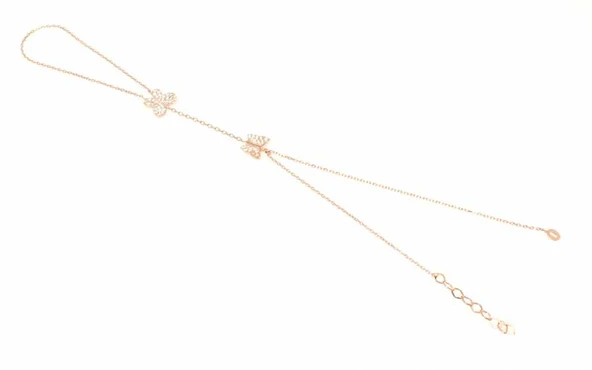 925 Ayar Gümüş  2'li Kelebek Modeli Şahmeran, Pembe - Resim 2