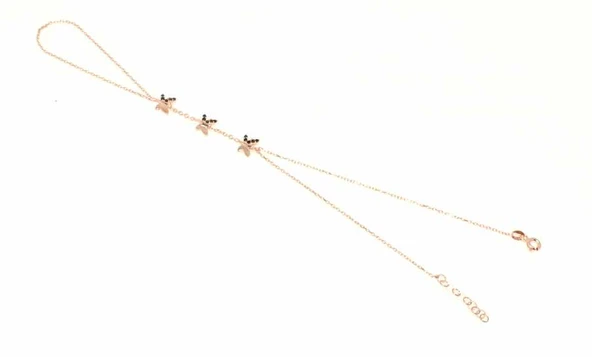 925 Ayar Gümüş 3 Parça Minik Kelebek Modeli Şahmeran, Pembe - Siyah Taş - Resim 2