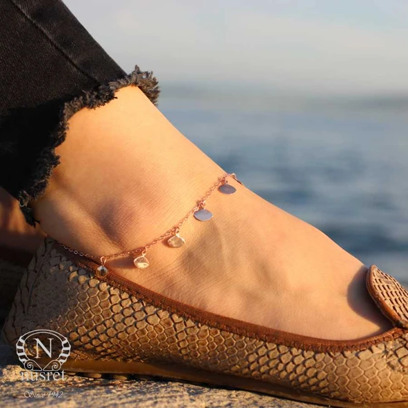 925 Ayar Rose Gümüş Göz Model Halhal ürün görseli 1