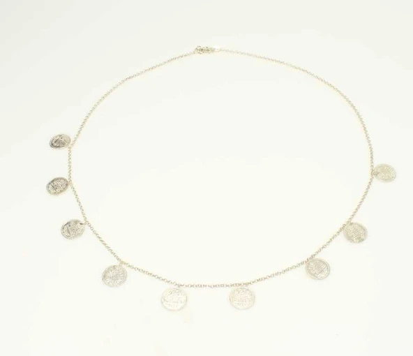 925 Ayar Gümüş Paralı Tuğra Kolye - Resim 2