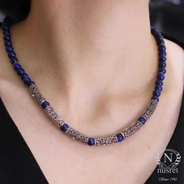 925 Ayar Gümüş Lapis Taşlı Kolye ürün görseli