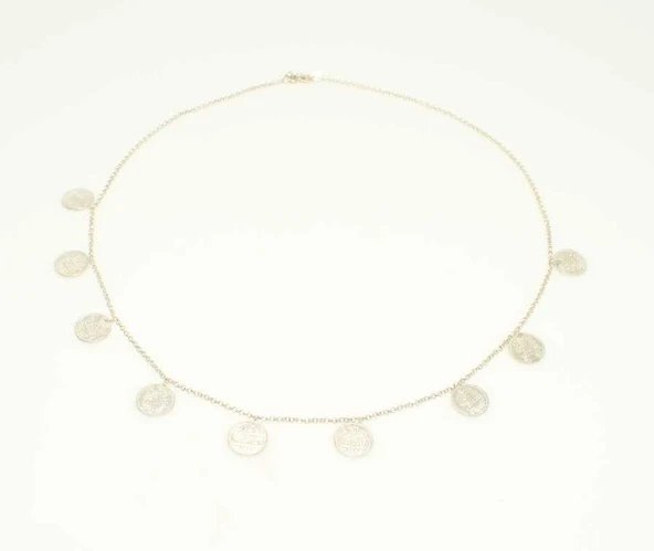 925 Ayar Gümüş Paralı Tuğra Kolye - Resim 3