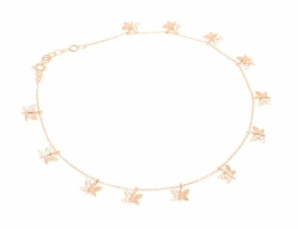 925 Ayar Rose Gümüş Kelebek Halhal ürün görseli 1