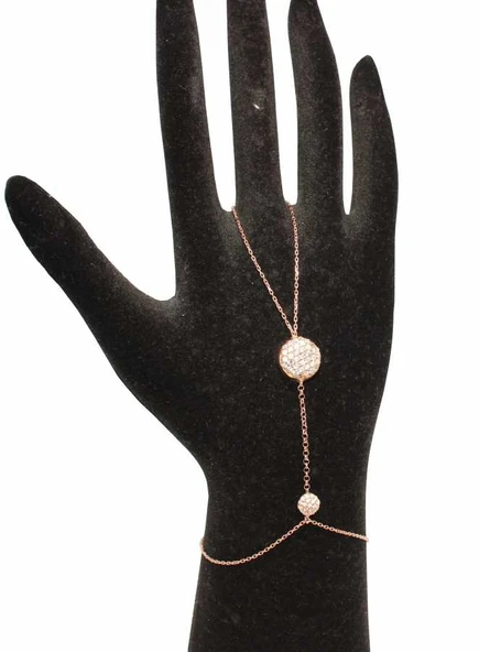 925 Ayar Rose Gümüş Yarım Yuvarlak Taşlı Şahmeran - Resim 4