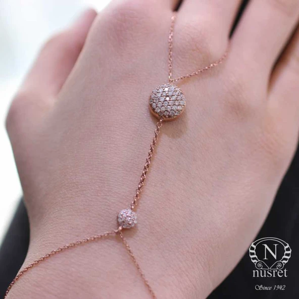 925 Ayar Rose Gümüş Yarım Yuvarlak Taşlı Şahmeran - Resim 2