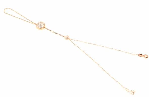 925 Ayar Rose Gümüş Yarım Yuvarlak Taşlı Şahmeran - Resim 5