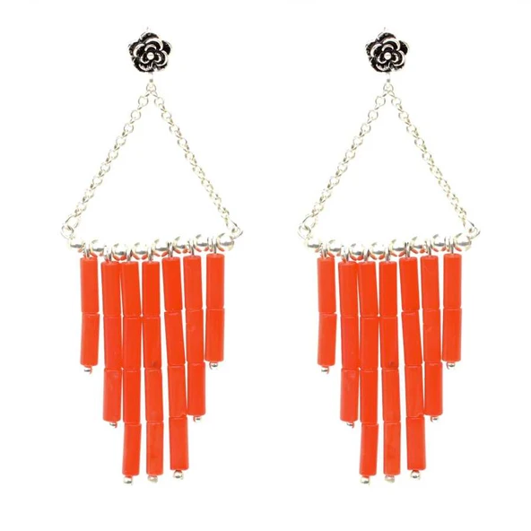 925 Ayar Gümüş Çubuk Mercan Küpe ürün görseli