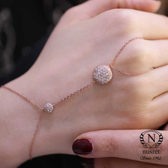 925 Ayar Rose Gümüş Yarım Yuvarlak Taşlı Şahmeran - Resim 3