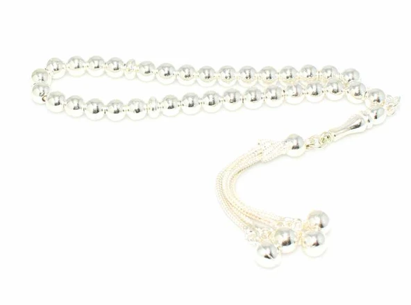 925 Ayar Gümüş 6 mm Top Tesbih - Resim 5