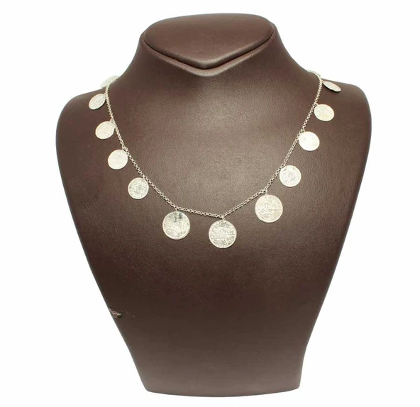 925 Ayar Gümüş Tuğralı Para Kolye - Resim 2