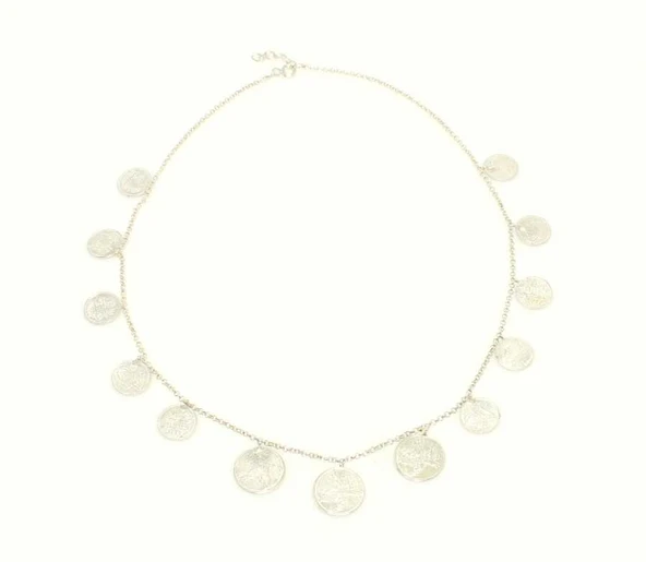 925 Ayar Gümüş Tuğralı Para Kolye - Resim 3