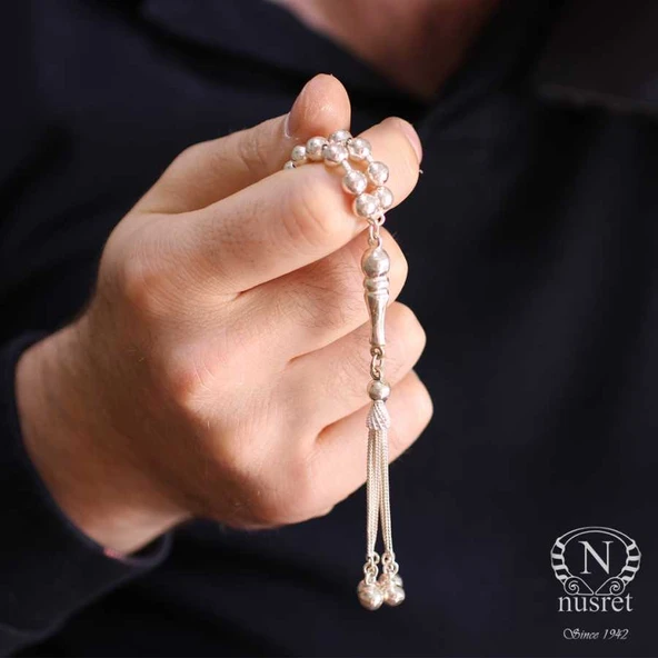 925 Ayar Gümüş 6 mm Top Tesbih - Resim 7