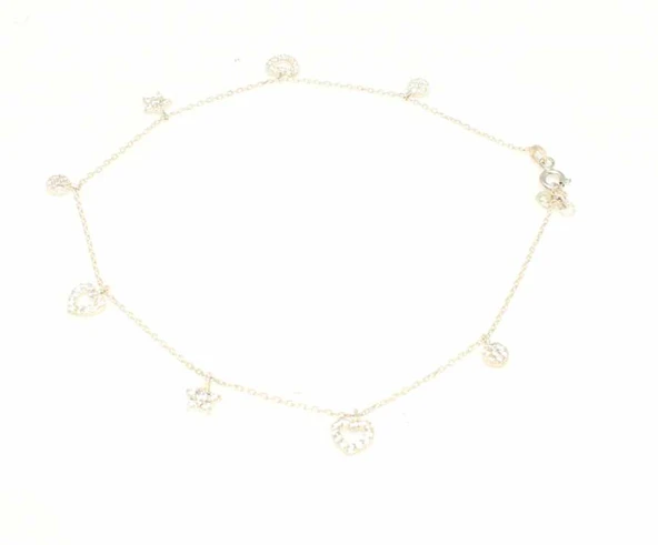 925 Ayar Gümüş Kalp ve Yıldız Halhal - Resim 8