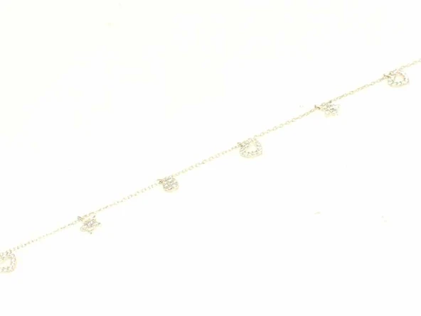 925 Ayar Gümüş Kalp ve Yıldız Halhal - Resim 6