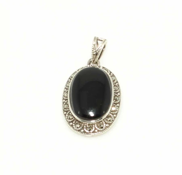 925 Ayar Gümüş Oniks Taşlı Kolye Ucu ürün görseli