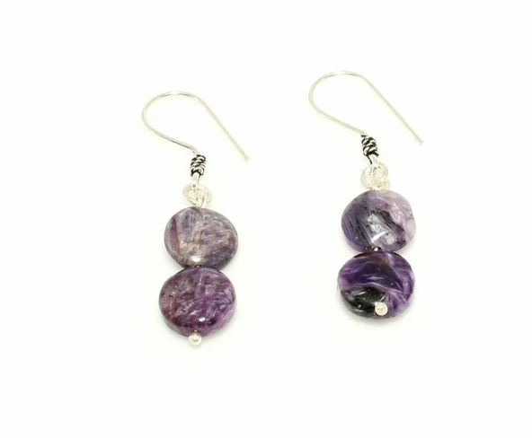 925 Ayar Gümüş Ametist Küpe - Resim 3