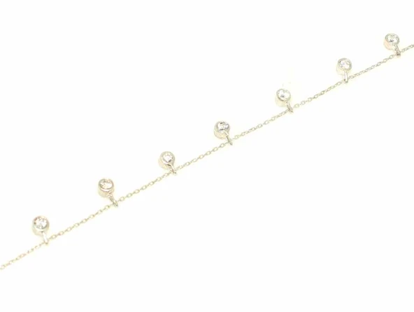 925 Ayar Gümüş Taşlı Halhal - Resim 4