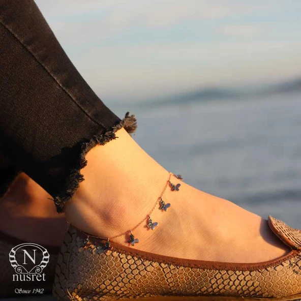 925 Ayar Gümüş Kelebekli Halhal ürün görseli 1