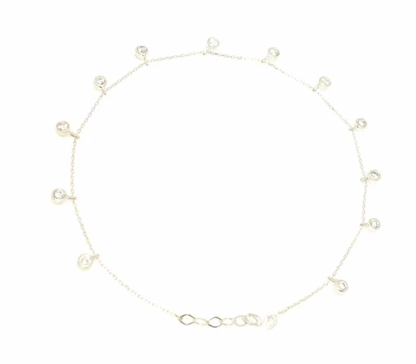 925 Ayar Gümüş Taşlı Halhal - Resim 3