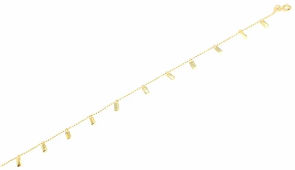 925 Ayar Gümüş Minik Çubuk Modeli Halhal, Sarı - Resim 2