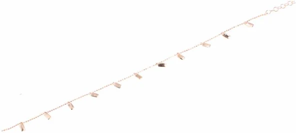 925 Ayar Gümüş Minik Çubuk Modeli Halhal, Pembe ürün görseli