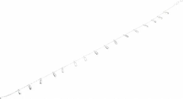 925 Ayar Gümüş Minik Çubuk Modeli Halhal, Beyaz ürün görseli 1