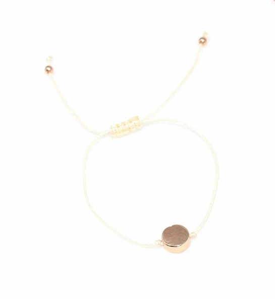 925 Ayar Gümüş İpli Yuvarlak Bileklik, Pembe - Resim 2