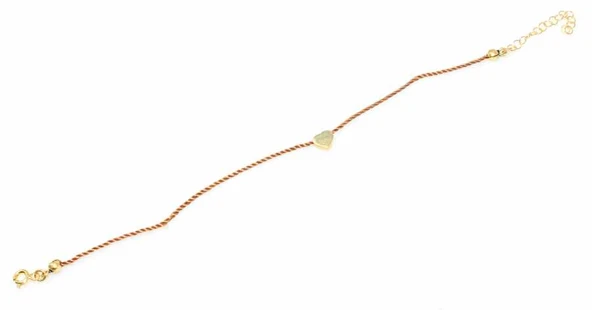 925 Ayar Gümüş İpli Kalp Bileklik, Sarı - Resim 3